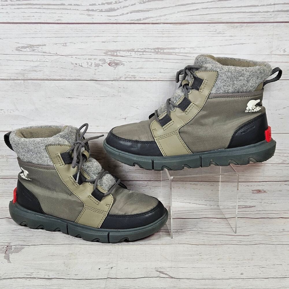 Sorel Explorer II Boots Women's US 8 Olive Green Black Gray Ankle
